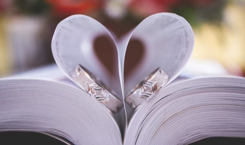 Wedding Planning advice heart paper with rings