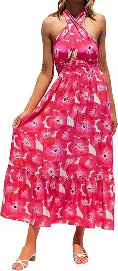 backless floral dress