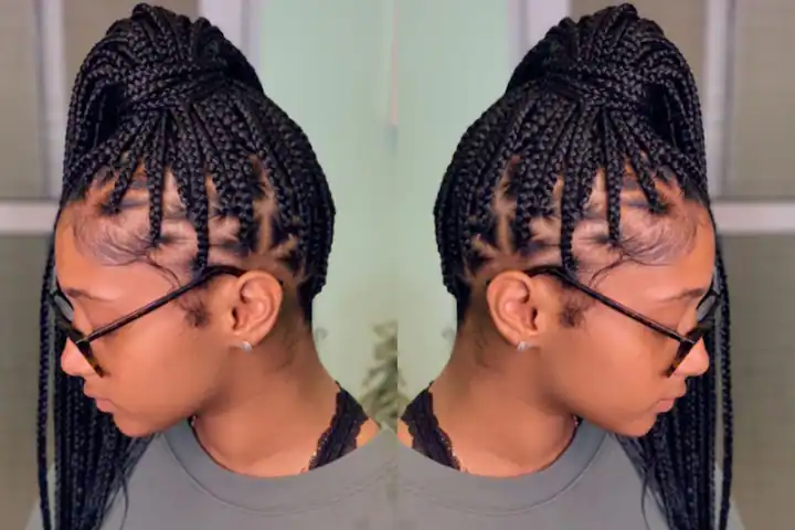 side ponytail for knotless braids