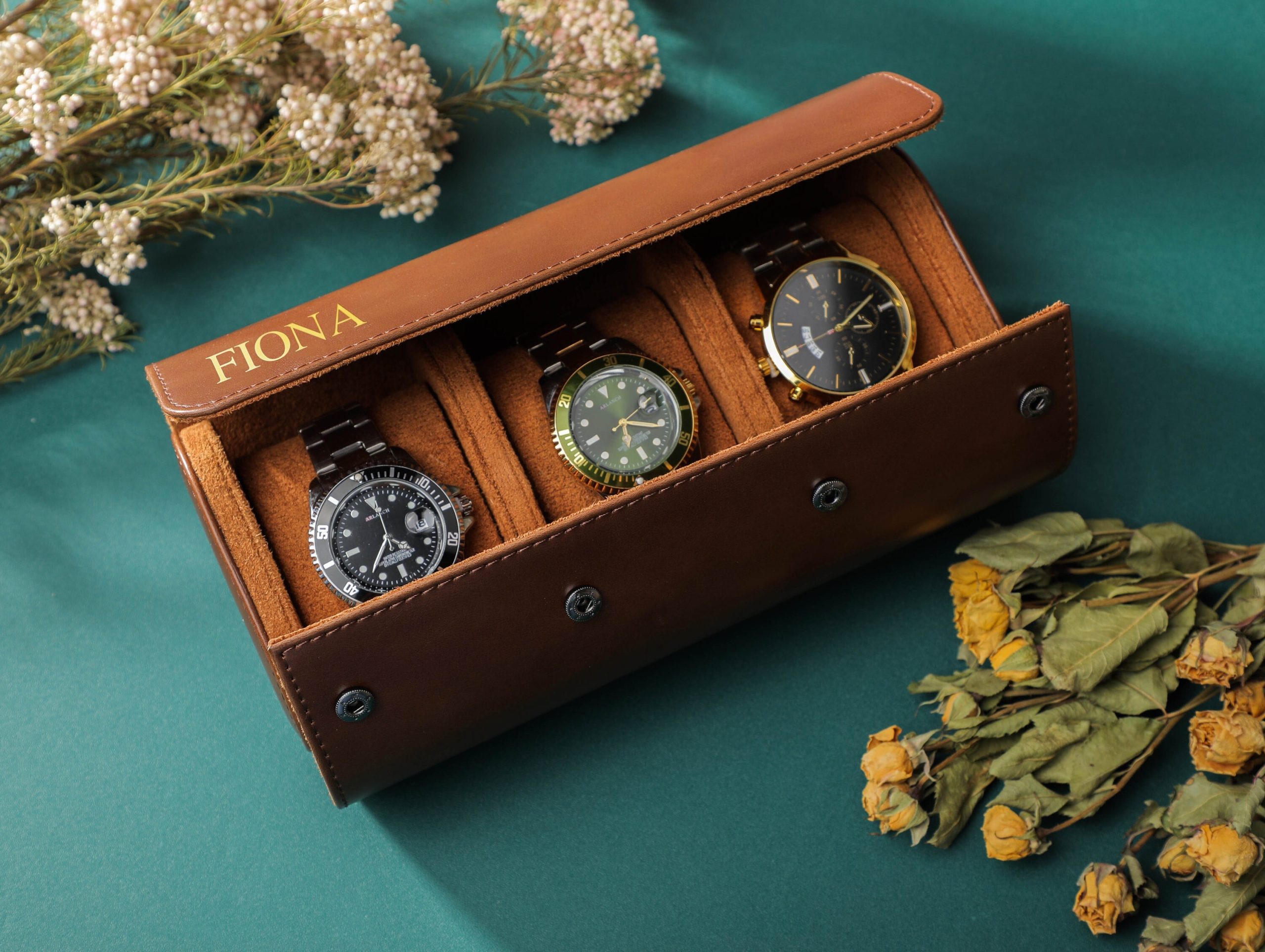 Customized Leather Watch Box anniversary gift for husband